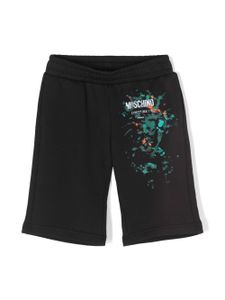 Moschino Kids short de sport en coton à logo imprimé - Noir