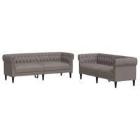 vidaXL 2-delige Loungeset stof taupe, bankenset, tv-stoel, fauteuil, sofa, stoffen bank, beklede bank, stoffen bank, loungebank, woonkamermeubilair