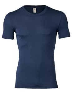 Heren T-Shirt Zijde Wol Engel Natur, Kleur Navy blauw, Maat 50/52 - Large