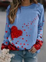 Casual Heart/Cordate Crew Neck Loose Sweatshirt