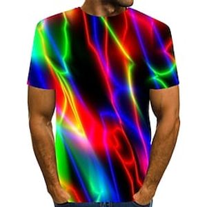 Voor heren Overhemd T-shirt Grafisch Regenboog Ronde hals Aangepaste afdruk Zwart Rood blauw Paars 3D-afdrukken Grote maten Dagelijks Uitgaan Korte mouw Afdrukken Kleding Streetwear overdreven Basic Lightinthebox