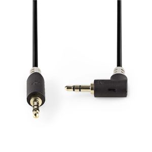 Stereo audiokabel | 3,5 mm male - 3,5 mm male haaks | 0,5 m | Antraciet