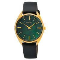 Seiko SWR080P1 Horloge staal-leder goudkleurig-zwart 32 mm