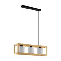 Stars of Light Houten hanglamp Granados 3-lichts met witte kap 390101