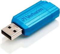 Verbatim PinStripe USB-drive - 64 GB, USB-stick, schuifmechanisme, Caribbean Blue