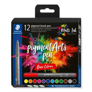 Staedtler pigment brush pen Basic Colours 371 C12-1 Fineliner Diverse kleuren 12 stuk(s)