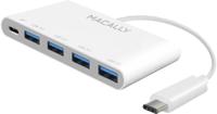 Macally UC3HUB4C 3.1 USB-C naar 4-poorts USB-A hub met 1 USB-C laadpoort
