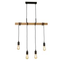 Searchlight 4-lichts hanglamp Woody met hout 95041-4BR