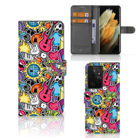 Samsung Galaxy S21 Ultra Wallet Case met Pasjes Punk Rock