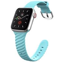 By Qubix - Siliconen 'Twist' bandje - Lichtblauw - Compatible met Apple Watch 44mm / 45mm / 46mm / 49mm - Compatible Apple watch bandjes