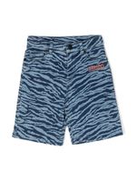 Kenzo Kids short Tiger à motif camouflage - Bleu - thumbnail