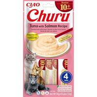 INABA - Tonijn- en zalmvoer met tapioca, zalmolie en tonijnextract, 8,5% eiwit, 1,5% vet, 85% vocht, met vitamine E, taurine en omega-3, 500 kcal/kg - verpakking van 200 g