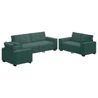 vidaXL 3-delige Loungeset met kussens fluweel donkergroen, bank, bank zitplaatsen, relaxbank, bank comfort, tv-stoel, vrije tijd fauteuil, fauteuil
