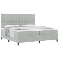 vidaXL Boxspringbed met matras fluweel lichtgrijs 200x200 cm