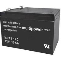 multipower PB-12-15 Loodaccu 12 V 15 Ah Loodvlies (AGM) (b x h x d) 151 x 104.5 x 99 mm Kabelschoen 6.35 mm Onderhoudsvrij, Geringe zelfontlading - thumbnail