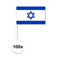 100x Israel decoratie papieren zwaaivlaggetjes   -