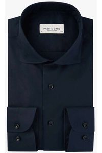 Profuomo Slim Fit Overhemd Marine, Effen