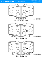 Remblokkenset, schijfrem ATE, u.a. für Toyota