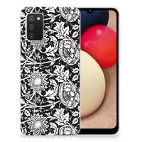 Samsung Galaxy A02s TPU Case Black Flowers - thumbnail