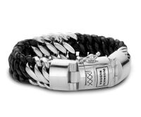 Buddha to Buddha 815 Armband Ben Silver- Leather Black (E) 19 cm - thumbnail