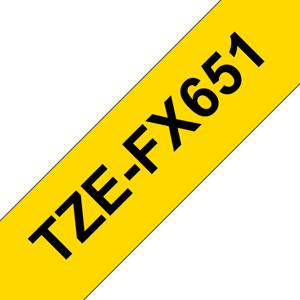 Labeltape flexibel Brother TZe-FX, TZ-FX TZe-FX651 Tapekleur: Geel Tekstkleur:Zwart 24 mm 8 m