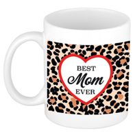 Best mom ever luipaardprint cadeau mok / beker wit   - - thumbnail