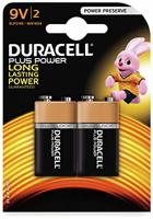 Duracell Duralock 9V MN1604 6LR61 Power Plus, 2 stuks
