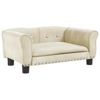vidaXL Hondenmand 70x45x30 cm fluweel crèmekleurig, hondenbank, hondenbed, dierenmand, huisdierenbank, huisdierenmand, dierenbed, huisdierenbed