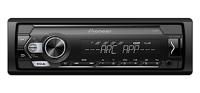 Pioneer MVH-S120UBW 1-DIN ontvanger met rode verlichting, USB en compatibel met Android-apparaten.