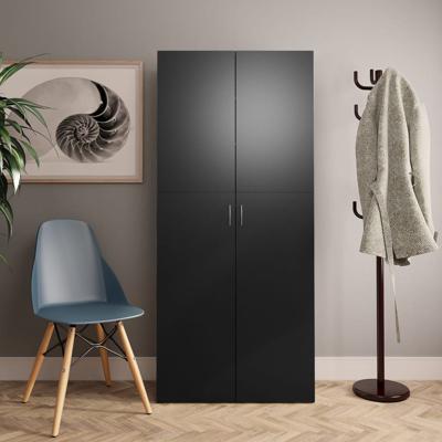 vidaXL Schoenenkast 80x35,5x180 cm spaanplaat zwart vidaXL Schoenenkast 80x35,5x180 cm spaanplaat zwart