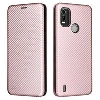 Nokia C21 Plus Flip Case - Koolstofvezel - Roze