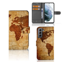 Samsung Galaxy S21 FE Flip Cover Wereldkaart - thumbnail