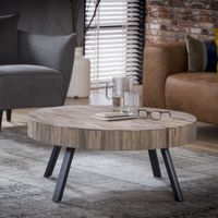 Ronde Salontafel Teca Teak, Ø90cm - Teakhout verweerd