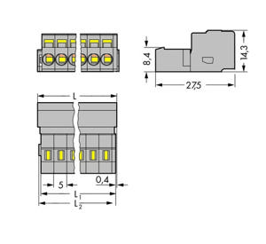 WAGO 231-607 Male header (standaard) 300 Totaal aantal polen: 7 Rastermaat: 5 mm Inhoud: 50 stuk(s)