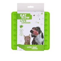 Eat Slow Live Longer Lickmat Crosses - 19 x 19 cm - vierkant - snuffelmat - anti-kras mat - slowfeeder - afleiding - honden en katten - 100% siliconen - vaatwasmachinebestendig - groen