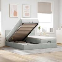 vidaXL Ottoman bed met matrassen 200x200cm fluweel lichtgrijs