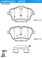 Remblokkenset, schijfrem ATE Ceramic ATE, u.a. für Mini - thumbnail