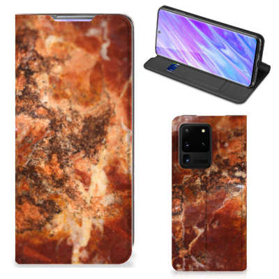 Samsung Galaxy S20 Ultra Standcase Marmer Bruin Samsung Galaxy S20 Ultra Standcase Marmer Bruin