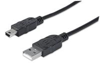 Manhattan 333375 Hi-Speed USB 2.0 aansluitkabel (A-stekker naar mini-B-stekker) 1,8 m zwart