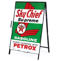 Texaco Skychief Supreme Gasoline Metalen Frame Met Bord - thumbnail