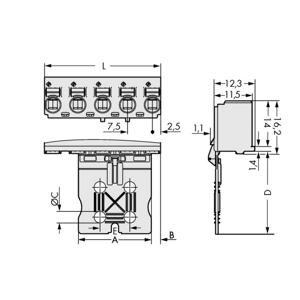 WAGO 2092-3105/002-000 Male behuizing (board) 2092 Totaal aantal polen: 5 Rastermaat: 7.50 mm Inhoud: 100 stuk(s)