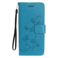 Shop4 - Samsung Galaxy Note 10 Hoesje - Wallet Case Bloemen Vlinder Blauw