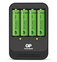 GP PB570 acculader incl. 4x AA batterijen uit de 2700-serie en auto-adapter batterijen