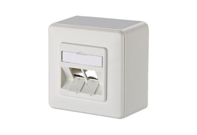 Metz Connect 130B10D20002-E Netwerkdoos Opbouw (op muur) Zonder connectoren 2 poorten Zuiver wit