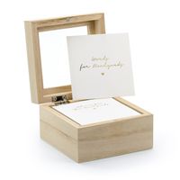 Gastenboek/huwelijksadvies box - Bruiloft - incl. 100 wensbriefjes - hout/wit - 10 x 6 cm   -