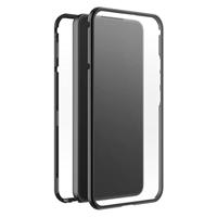 Black Rock - Hoes 360 graden glazen case, geschikt voor Samsung Galaxy S23 Plus, telefoonhoes, magnetische sluiting, cover (transparant met zwart frame)
