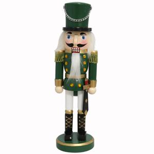 Notenkraker decoratie figuur/beeldje - 25 cm - groen - hout - kerst