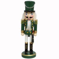 Notenkraker decoratie figuur/beeldje - 25 cm - groen - hout - kerst - thumbnail