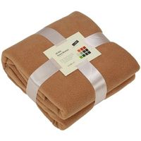 Fleece woondeken/woonplaid camel 130 x 170 cm   -