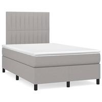 vidaXL Boxspring met matras en LED stof lichtgrijs 120x190 cm